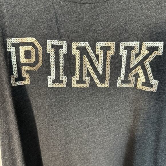 PINK VS Tank Top With Gold Sequin Logo Sz Large - Picture 3 of 5